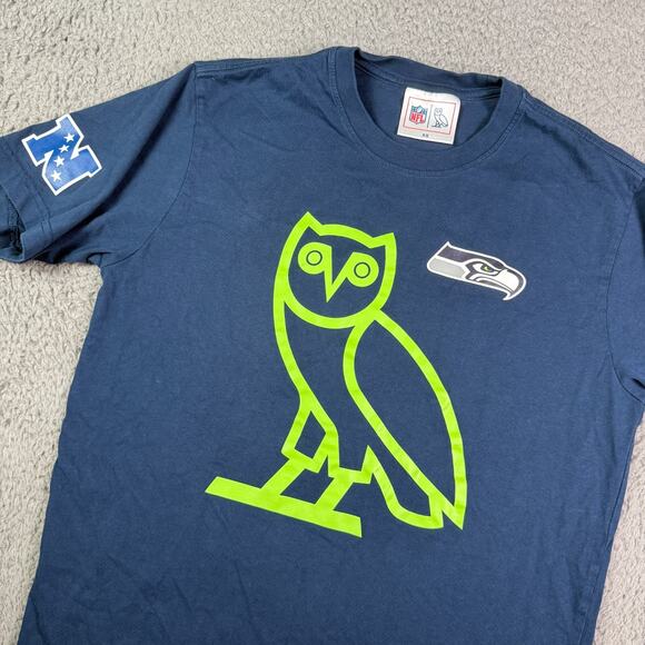 OVO NFL Seattle Seahawks Shirt Mens XS X-Small Blue Graphic Tee Short Sleeve - Picture 1 of 10